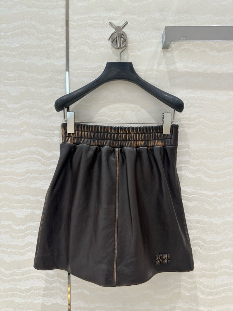 Miu Miu 2025 Early Spring Exclusive Vintage Lambskin Elastic Waist Skirt