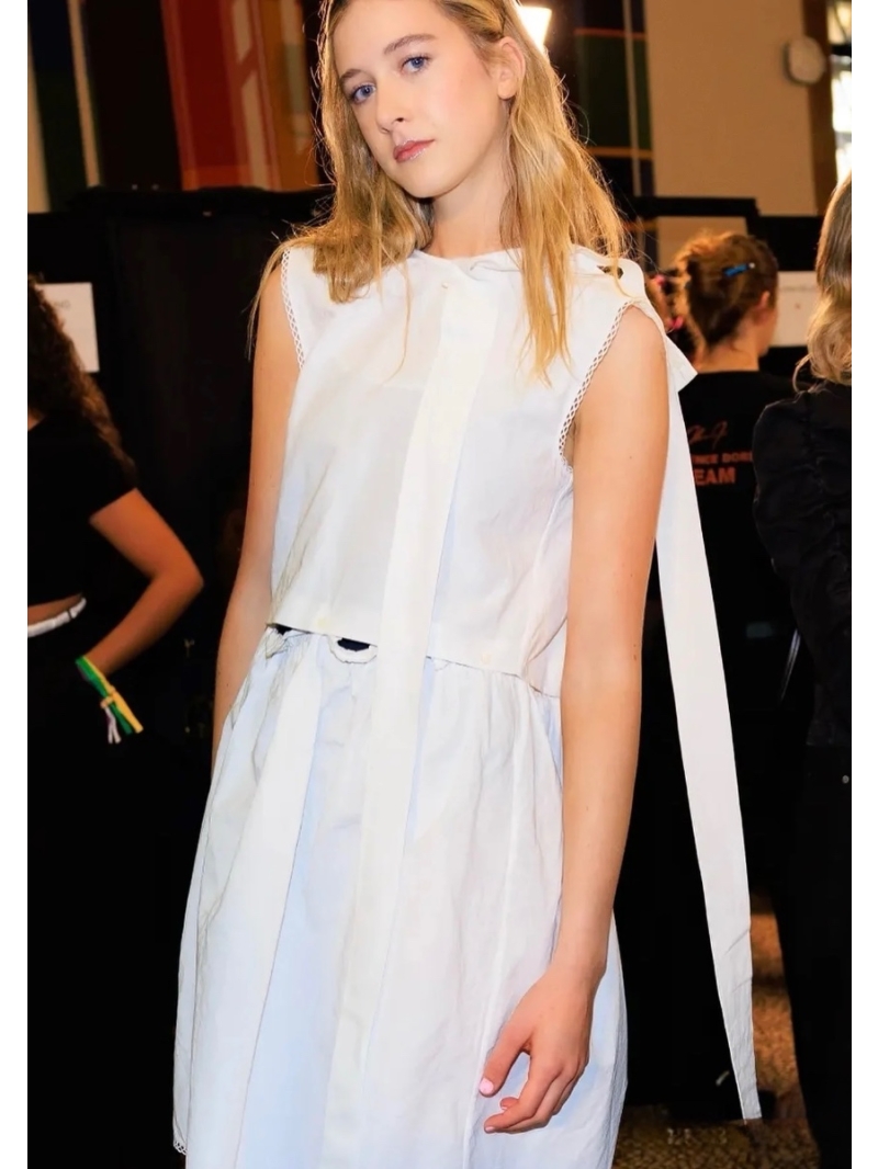 Miu Miu 2025 Early Spring Deconstructed Multi-Way Dress with Embroidered Lace Details