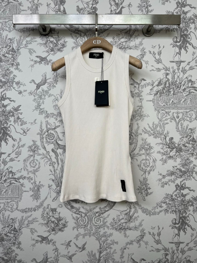 Fendi 2024SS FF Logo Comfort Cotton Tank Top Creme