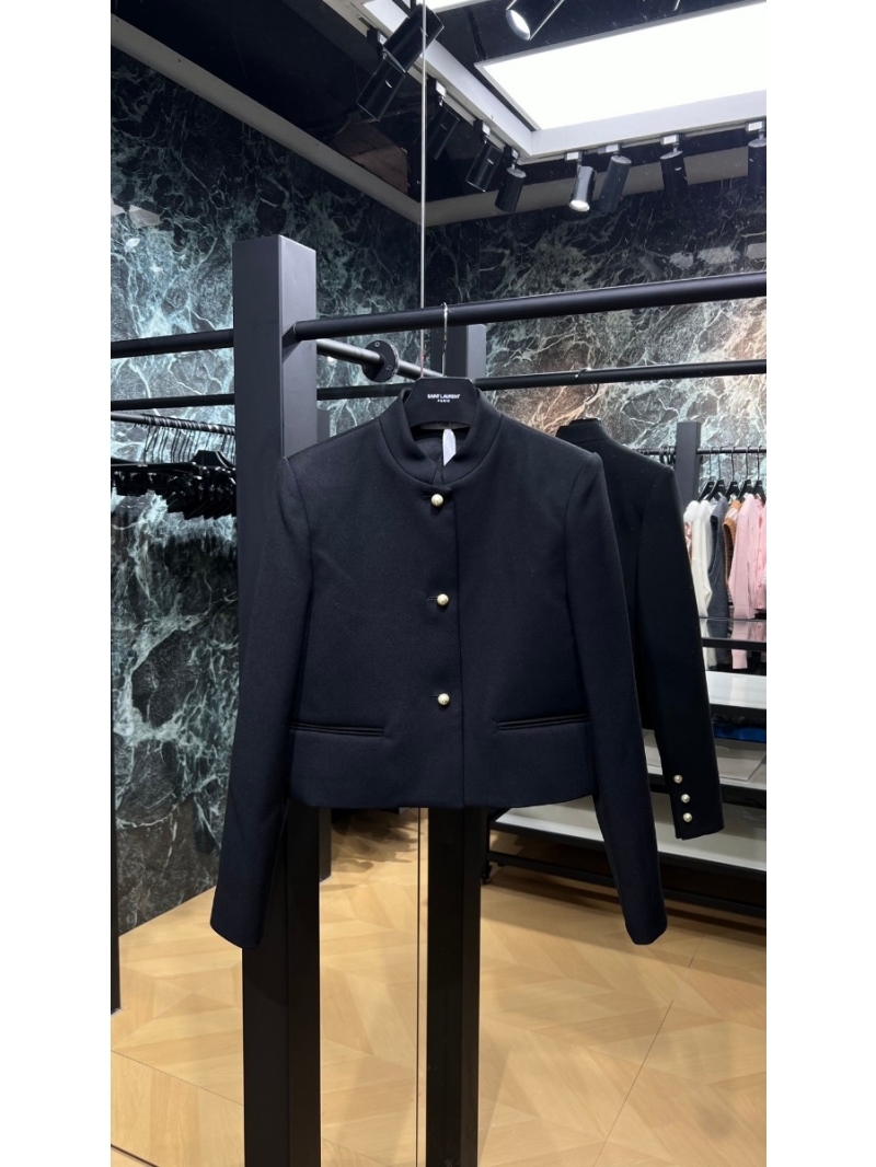 Dior 24 Fall/Winter Pearl Button Wool-Silk Long Sleeve Blazer. Black