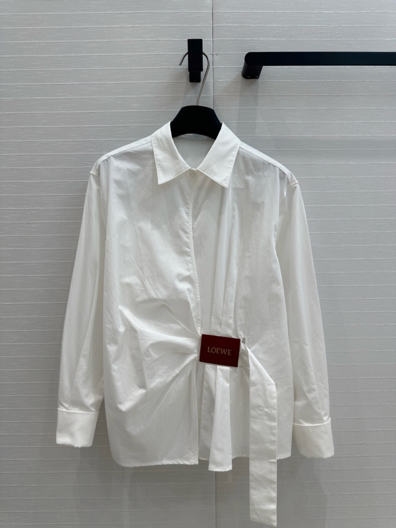 Exclusive Loewe Spring/Summer 2025 Wrap-Tie Shirt with Leather Side Buckle White