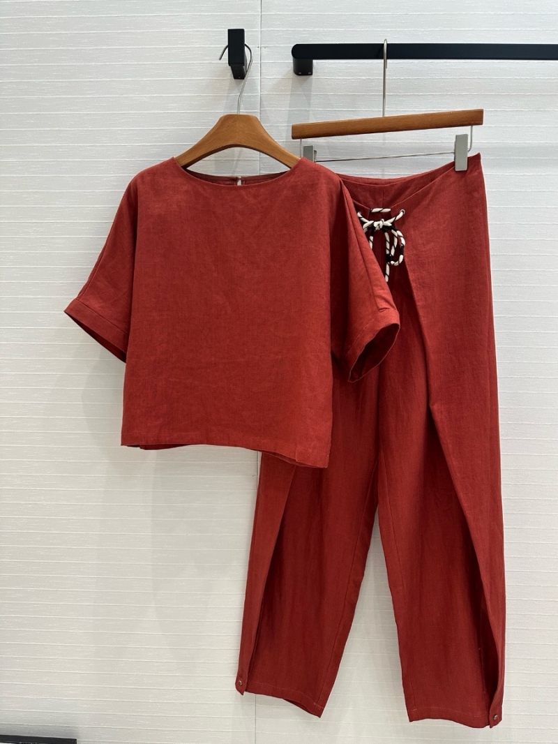 Loro Piana SS25 Linen Relaxed Fit Luxury Set Rust Red
