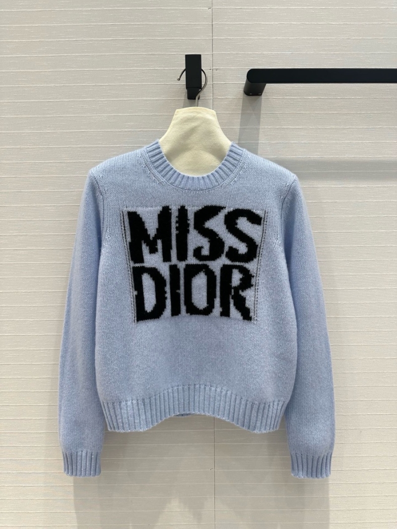 Dior Miss Dior Slogan Cashmere Sweater light blue