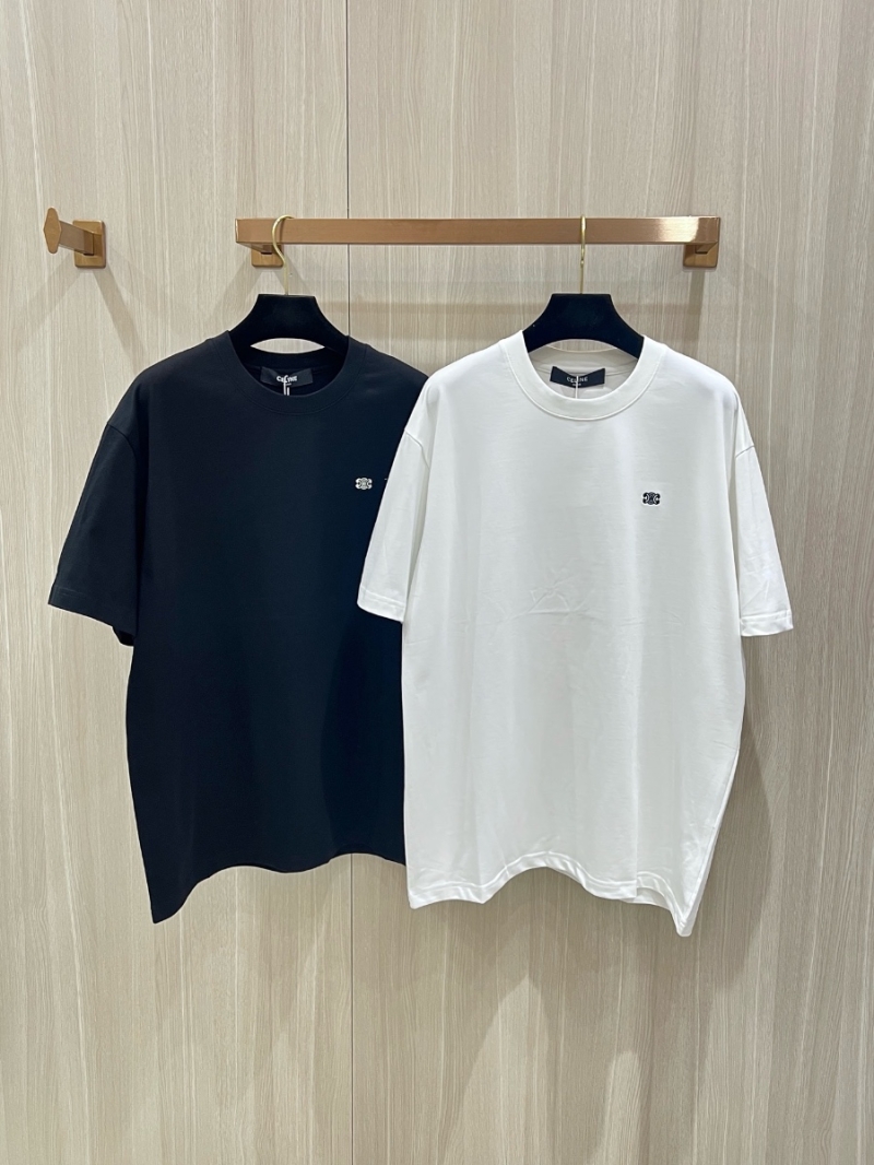Celine Classic Embroidered Arc de Triomphe Logo Short-Sleeve T-Shirt