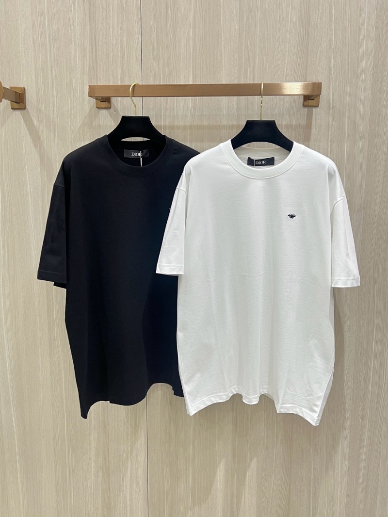 Dior Unisex Classic Bee Embroidered Short-Sleeve Cotton Tee T-Shirt