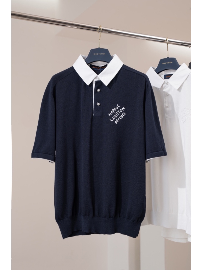 Louis Vuitton Nautical Pearl Button Embroidered Collar Polo T-Shirt - Navy
