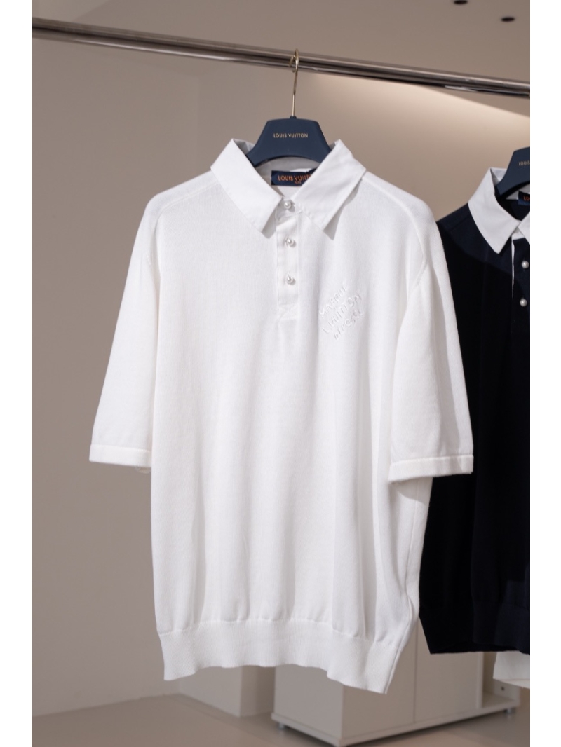 Louis Vuitton Nautical Pearl Button Embroidered Collar Polo T-Shirt - White
