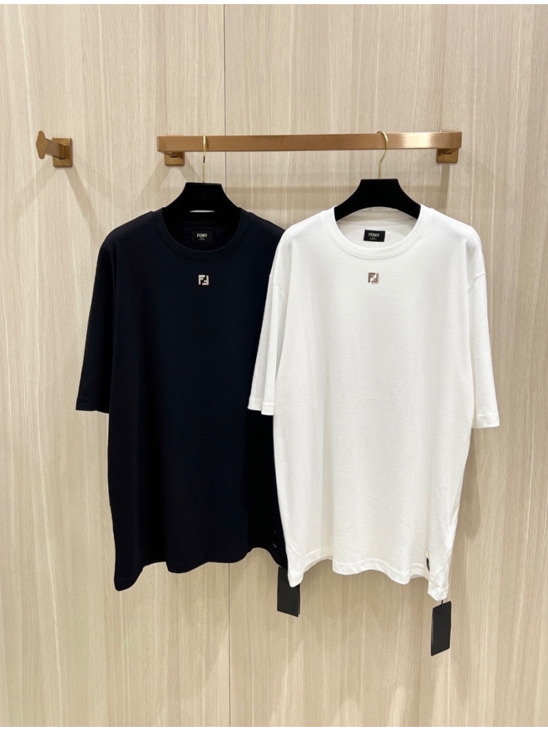 FENDI Double F Metal Logo Short-Sleeve T-Shirt Cotton tee