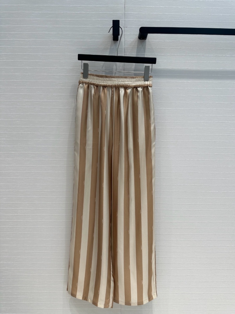 Fendi Spring/Summer 2024 Striped Logo Silk Trousers