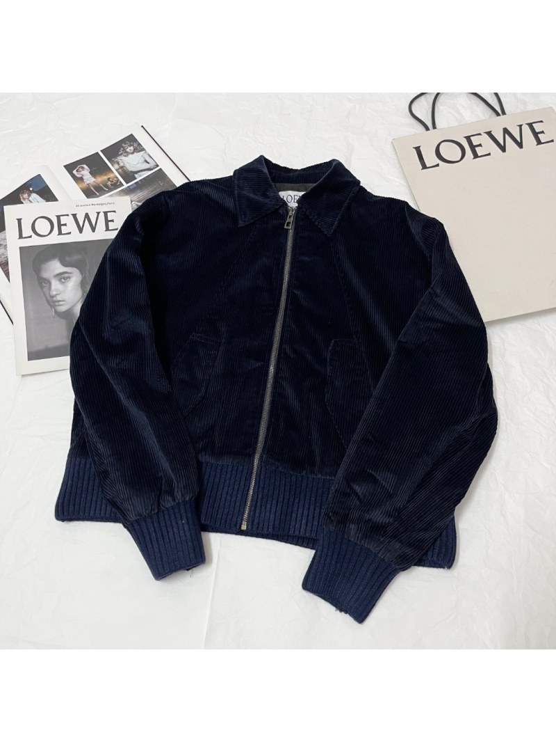 Loewe 24FW Unisex Luxurious Corduroy Jacket Navy