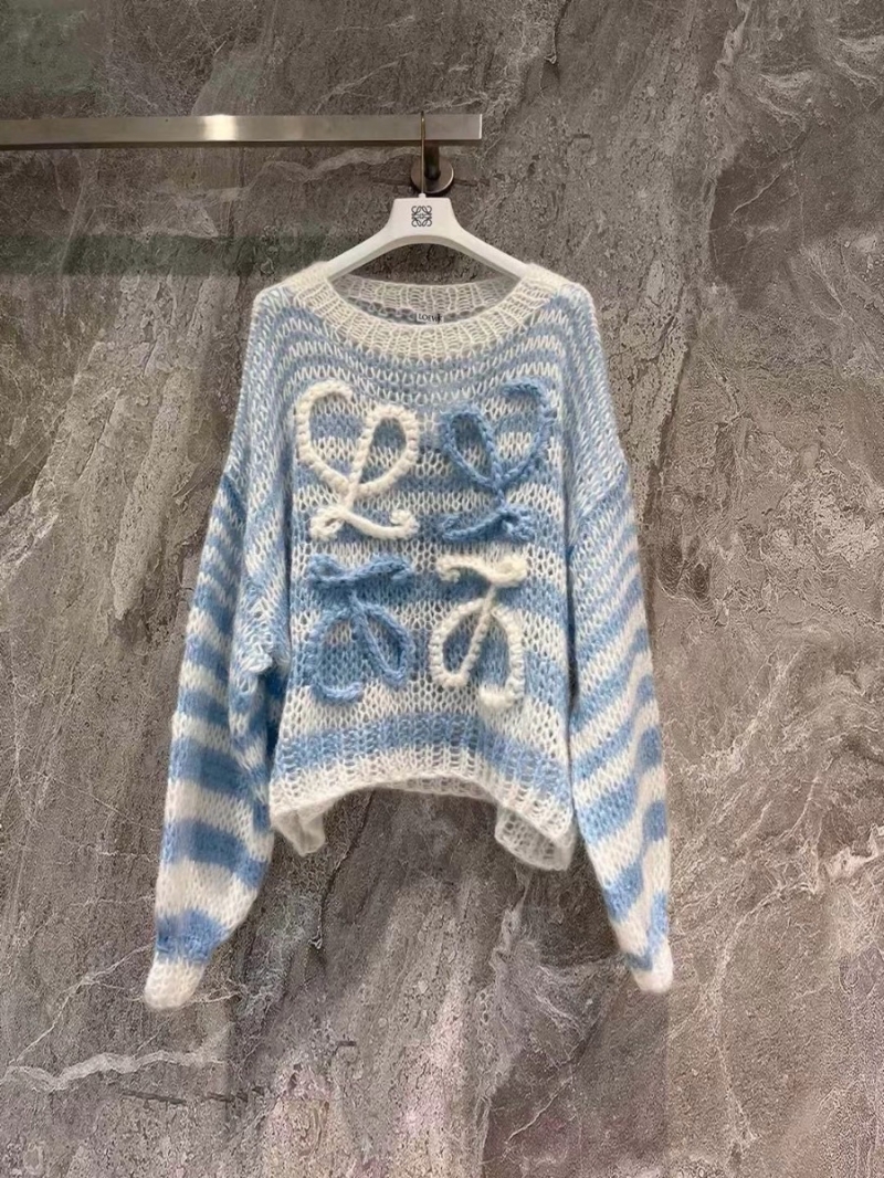 Loewe 2024 Early Spring Mohair Sweater in Blue White