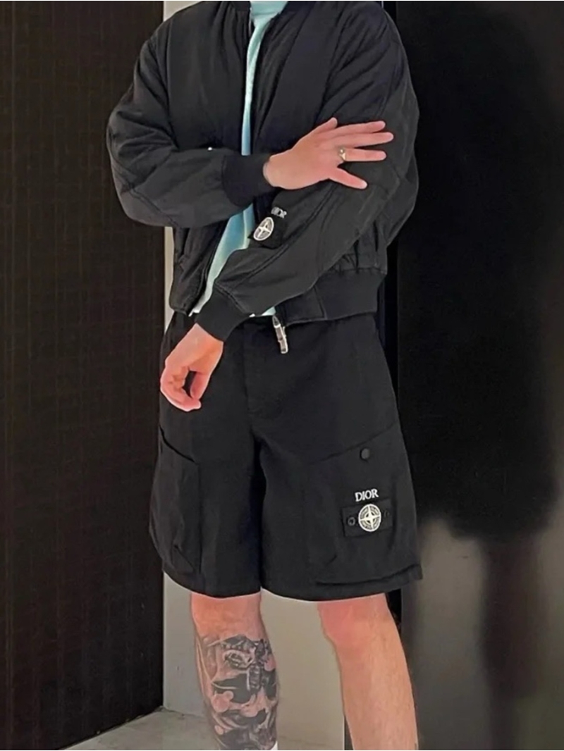 Dior x Stone Island Collaboration Satin Twill ShortsBlack
