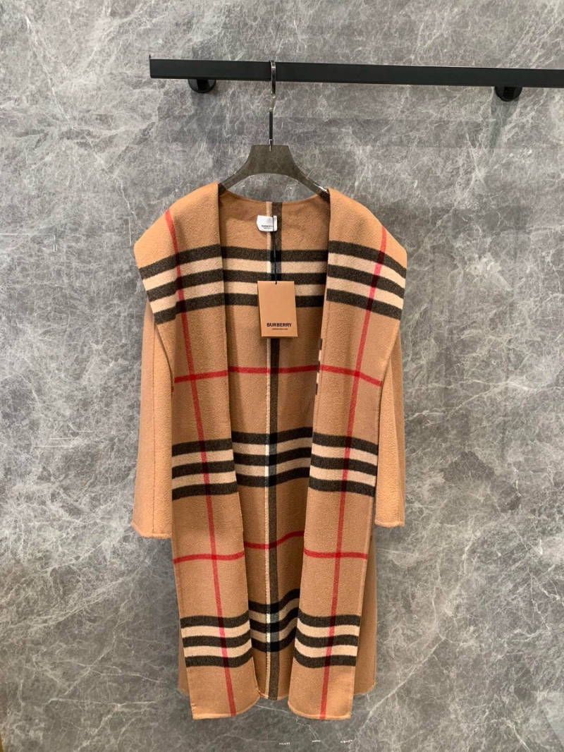 Burberry Double-Sided Wool Plaid Coat Camel