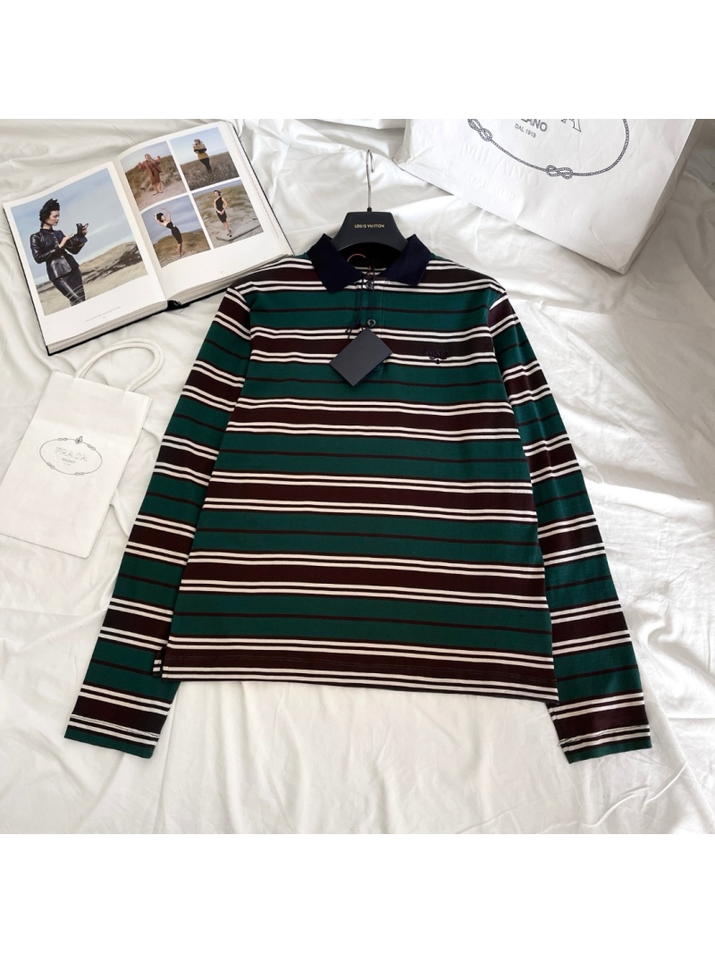 Prada Striped Colorblock Long-Sleeve Cotton Polo Shirt – Unisex