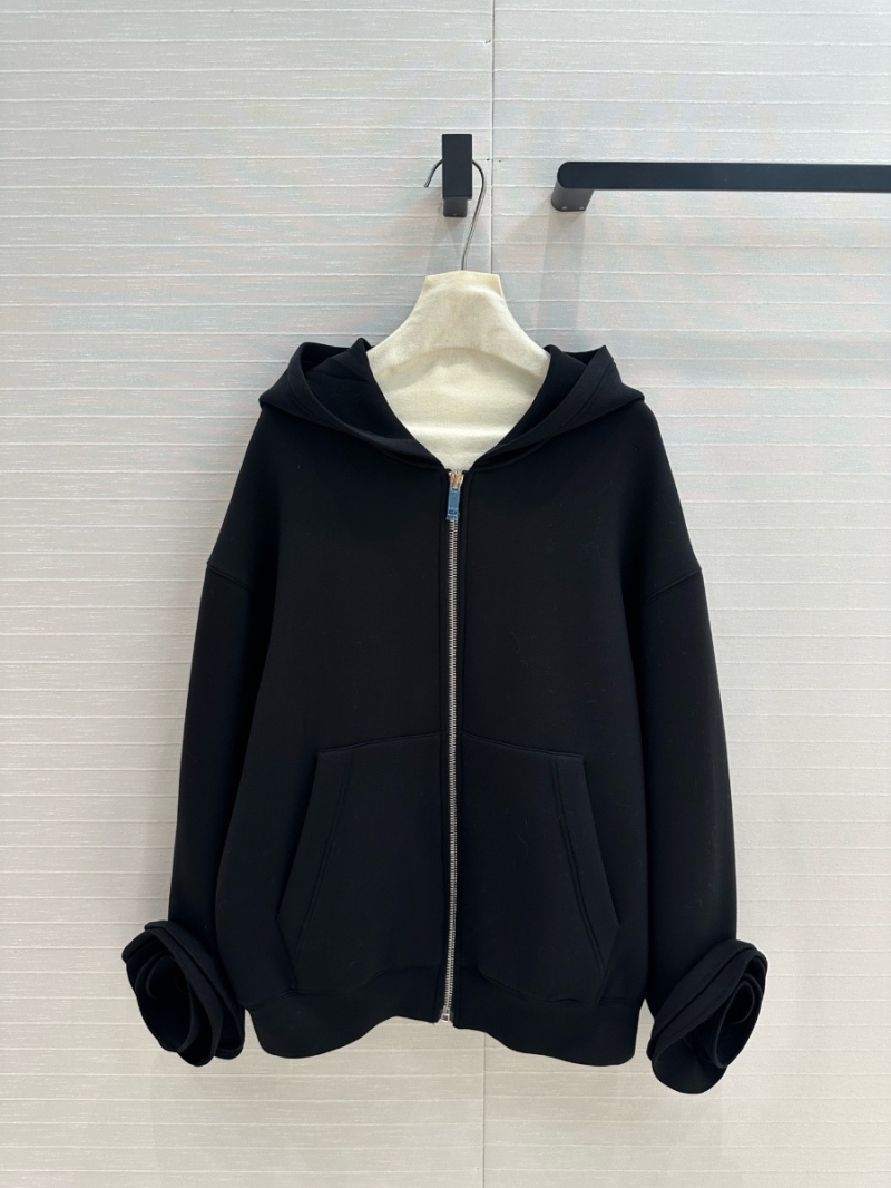 Valentino Fall 2024 Rose-Embellished Zip-Up Hoodie In Comfort Cotton