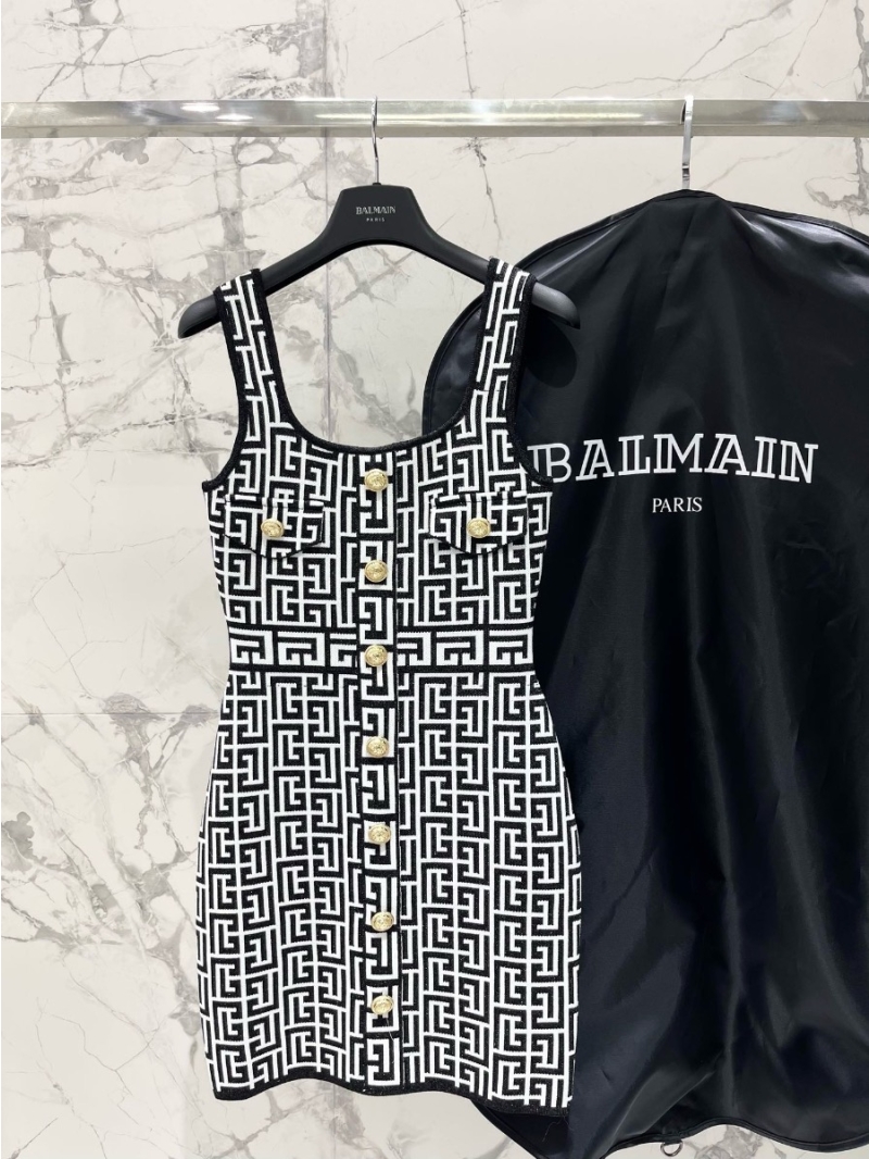 Balmain Summer Bodycon Tank Dress Black