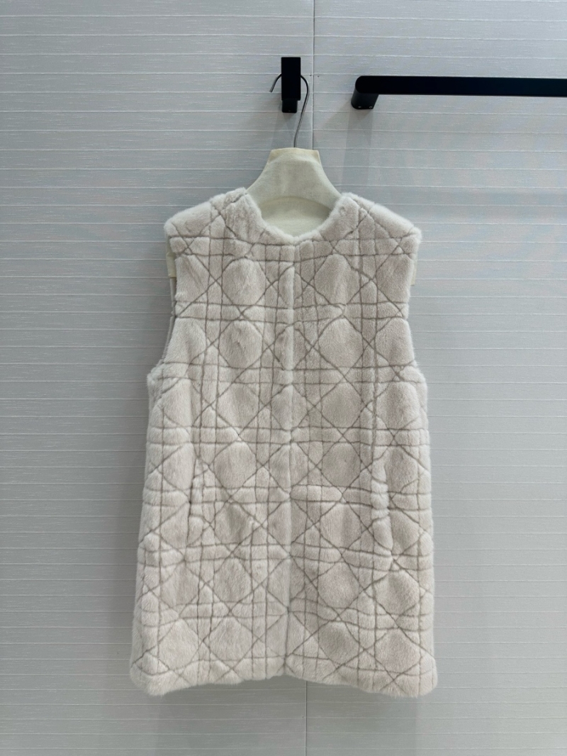 Dior Cane Weave Haute Couture Imported Mink Fur Vest White