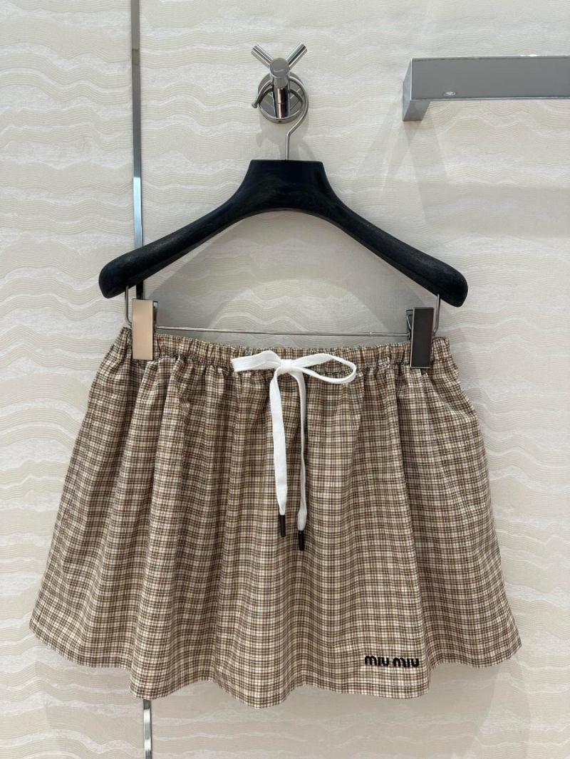 Miu Miu Plaid Puff Short Skirt - Sweet and Chic College Style
