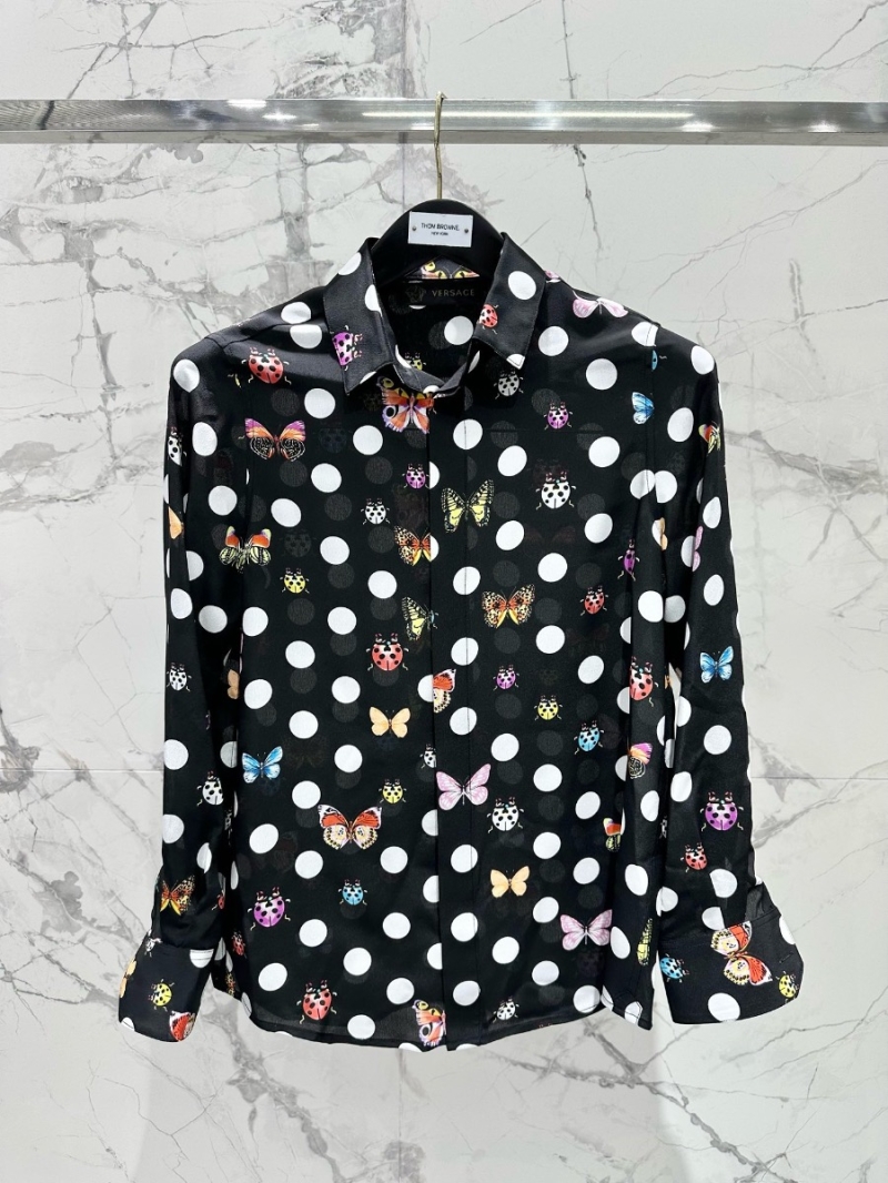 Versace Polka Dot Insect Print Silk Shirt