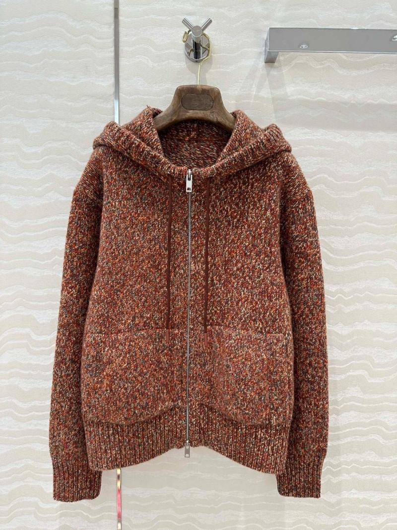 Loro Piana Luxury Cashmere Hoodie Coat Rust Brown