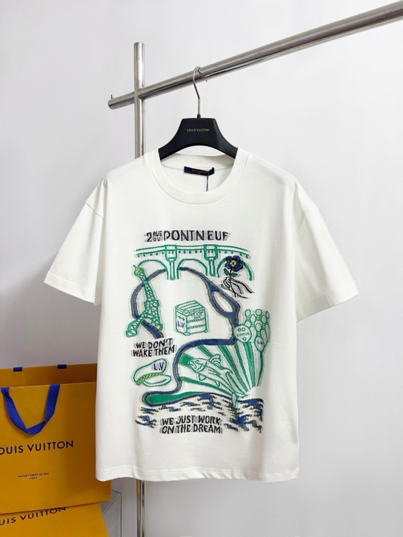 Louis Vuitton LV Five-Color Jacquard Short Sleeve Cotton T-Shirt
