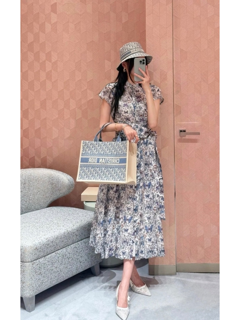 Dior Spring 2025 Papillon Butterfly Print Long Dress – Elegant French Design