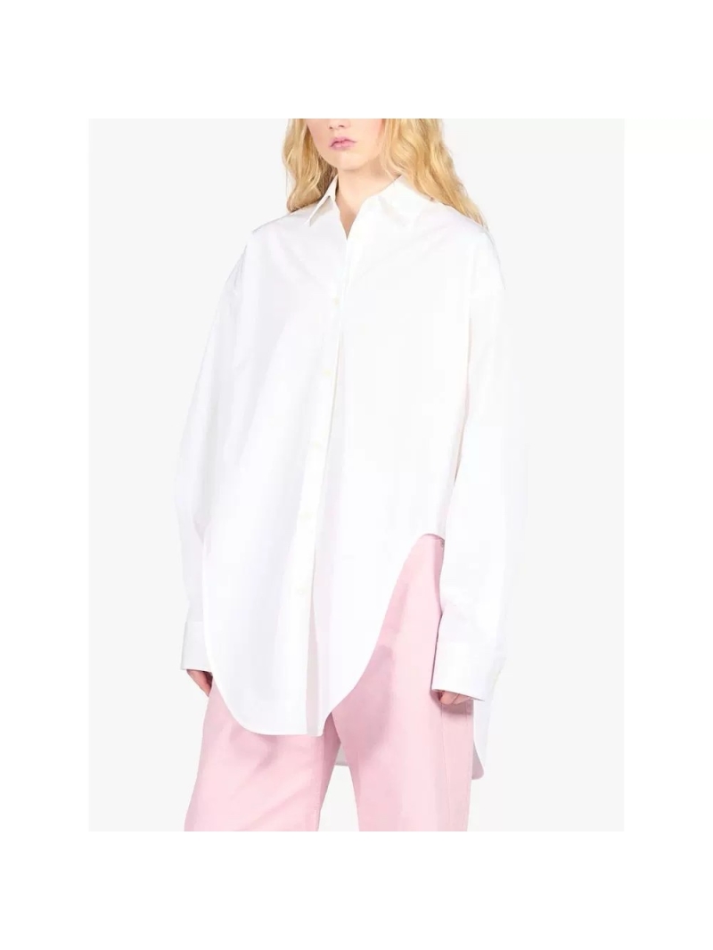 Loewe 25 Spring Collection Irregular white Oversized Shirt with Embroidered Logo