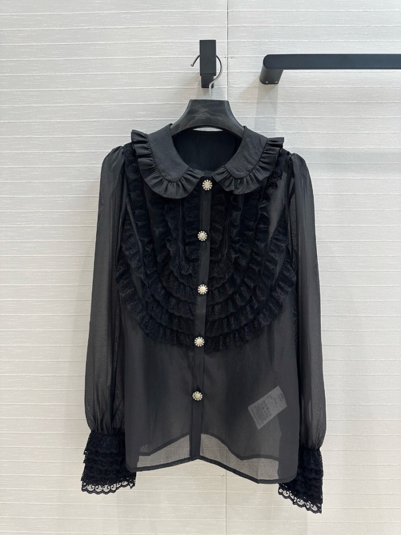Valentino Spring/Summer 2025 Ruffled Organza Blouse black – Elegant and Versatile