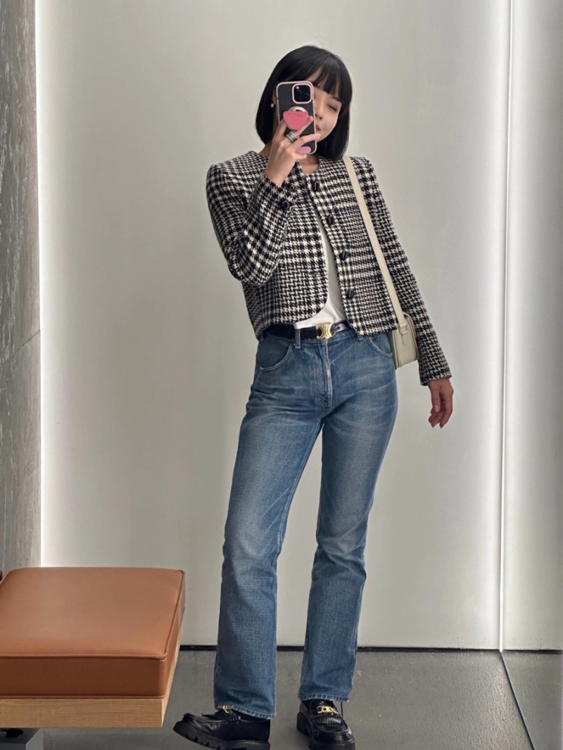 Celine 2024FW Classic Houndstooth Wool Jacket
