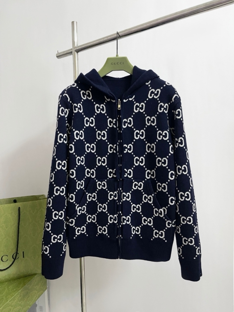 Gucci Unisex Reversible GG Wool Jacquard Hoodie Jacket