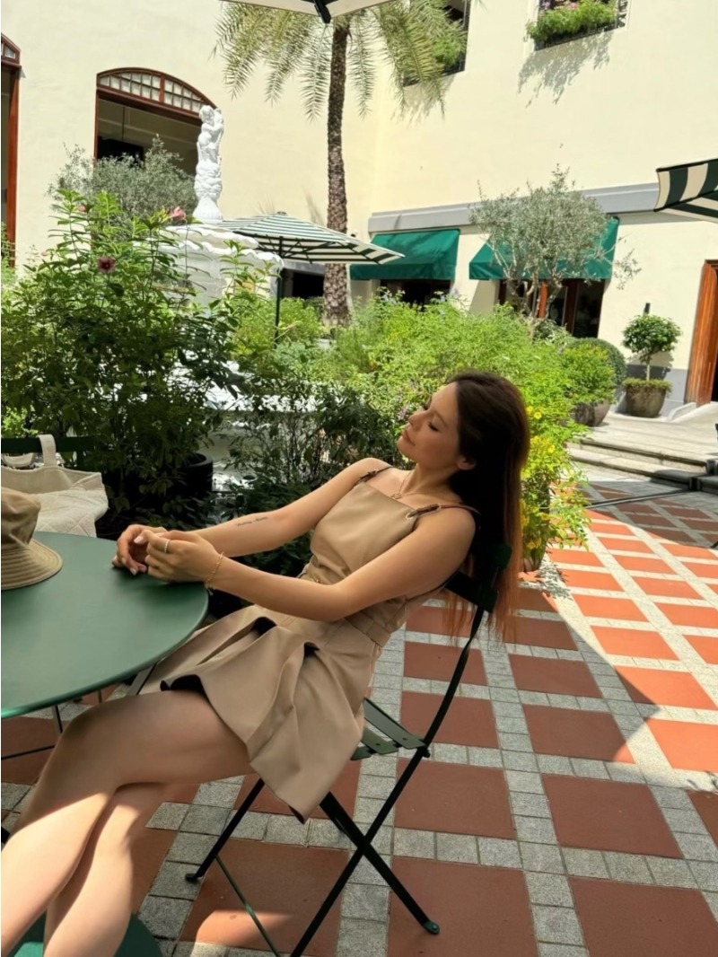 Miu Miu Chic Leather Strap Pinafore Dress