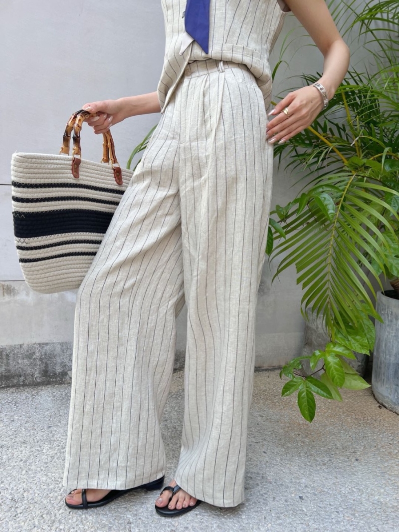 Loro Piana Spring/Summer 2025 Striped Cotton-Linen Wide-Leg Pants – Timeless Elegance
