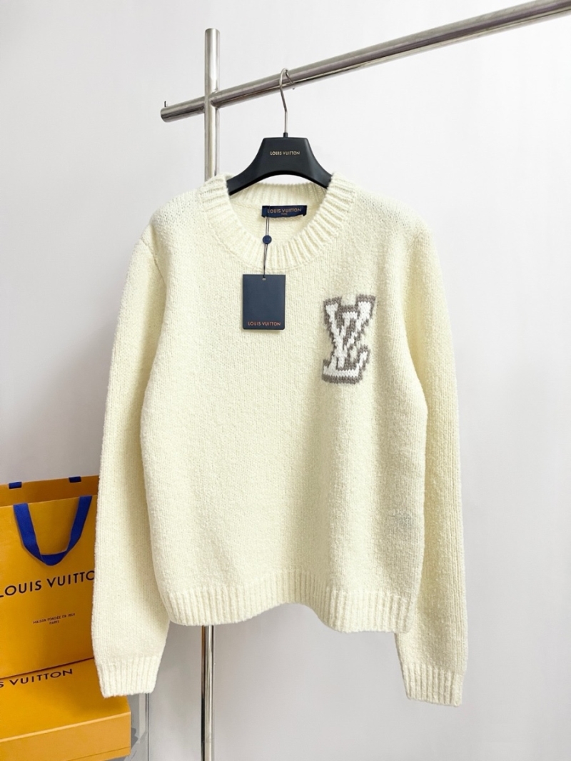 Louis Vuitton LV Classic Pullover Iconic Logo Wool Sweater Light Beige