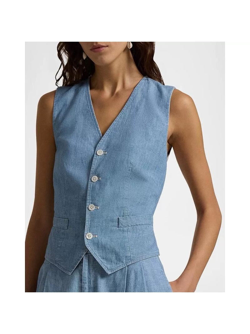 Ralph Lauren Spring/Summer 2025 Striped Denim Vest – Timeless Casual Elegance
