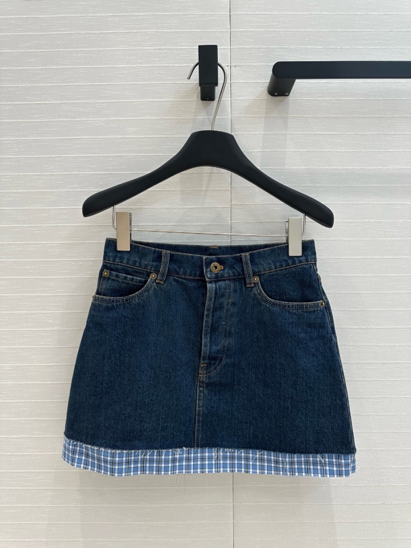 Miu Miu Spring/Summer 2025 Denim Plaid Contrast Mini Skirt