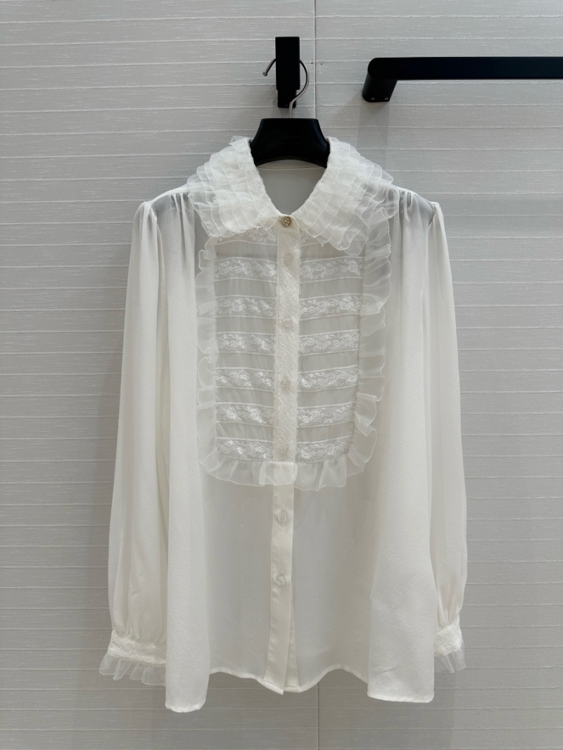 Valentino Spring/Summer 2025 Vintage Lace Ruffle Silk Blouse
