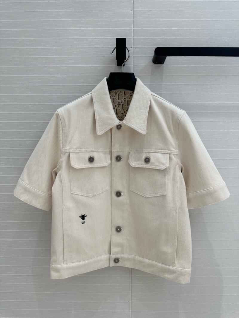 Dior SS25 Beige Mid Length Sleeve Denim Cropped Jacket with