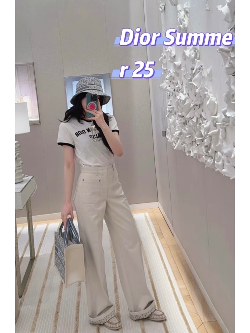 Dior Limited Edition Miss Dior High-Waist Beige Straight-Leg Denim Pants