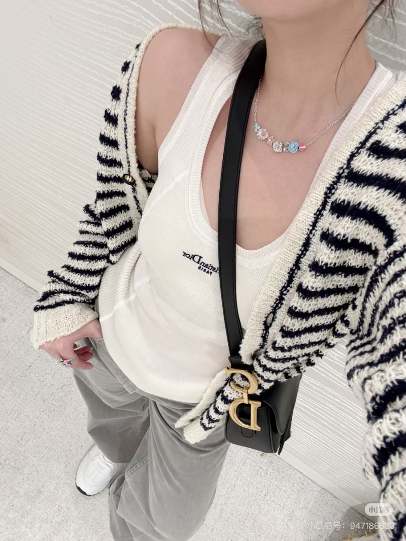 Dior 2025SS Chic Striped Wool Cardigan - Multicolor