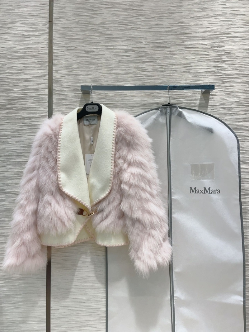 Limited Edition Max Mara Gold Island Fox Fur Coat rose Beige
