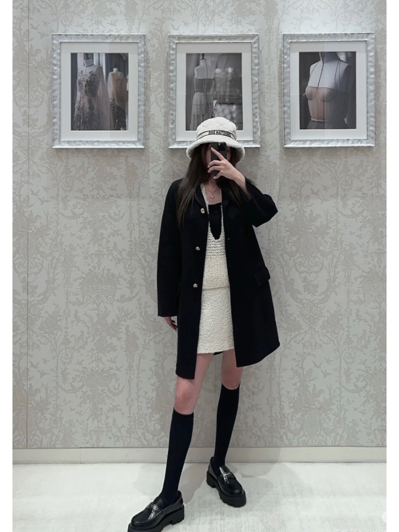 Dior Miss Dior Fall/Winter2024  Double-Faced Wool Coat Black