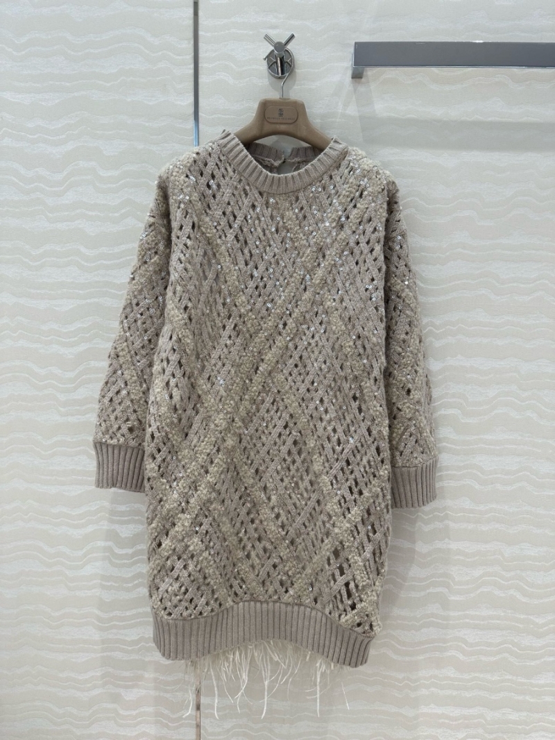 Brunello Cucinelli Limited Edition Luxe Knit Dress Set Taupe