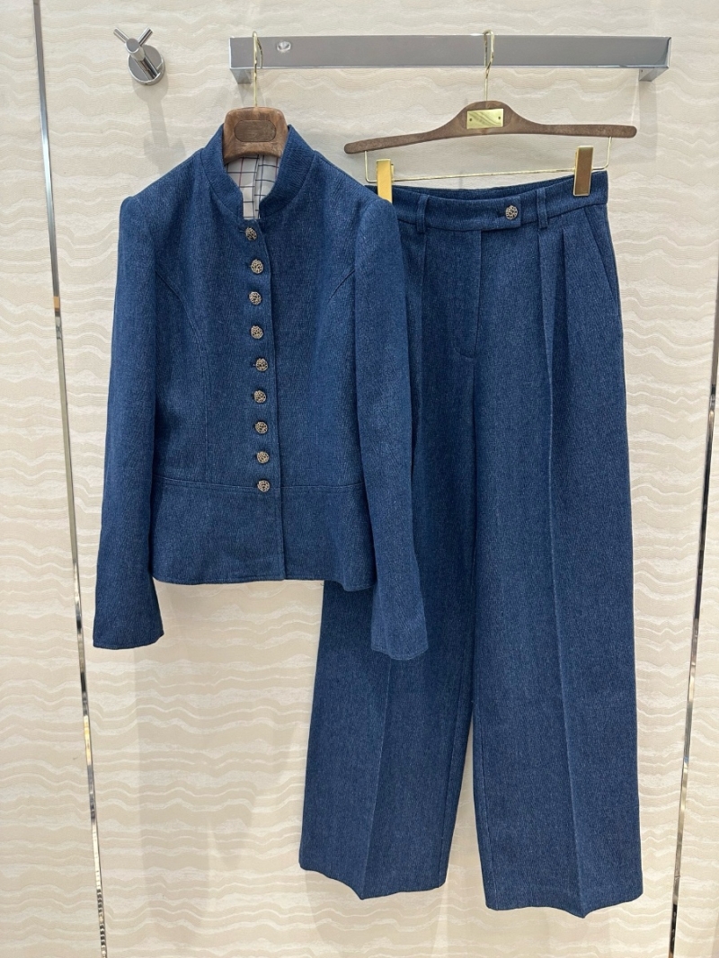 Loro Piana Herringbone Denim Straight-Leg Pants