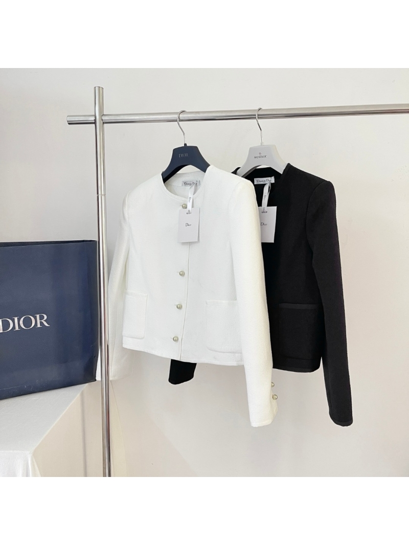 Dior CD Pearl Button Cardigan Jacket White