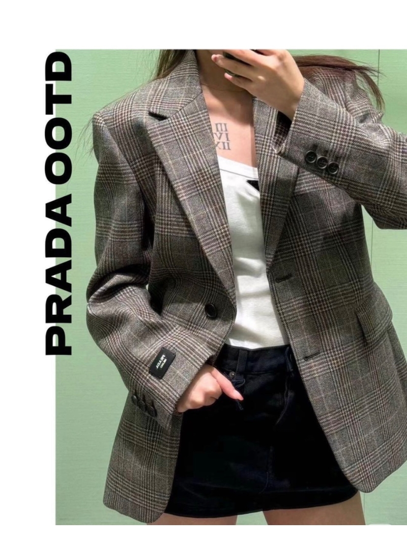 Prada Autumn/Winter Prince of Wales Check Wool Blazer