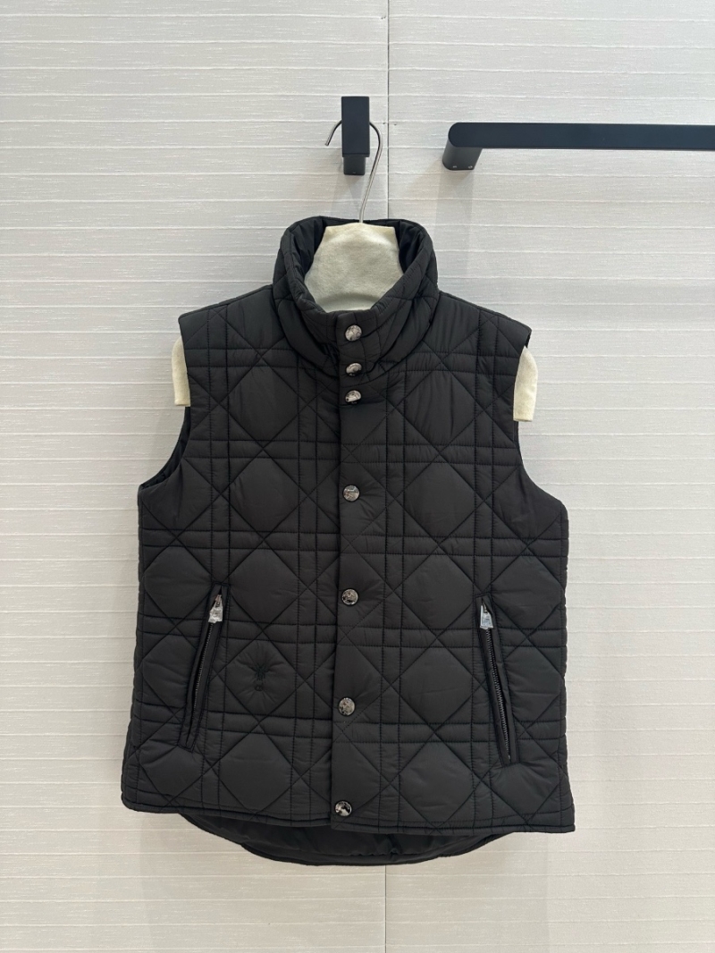 Dior Lady Quilted Pattern Padded Vest Black