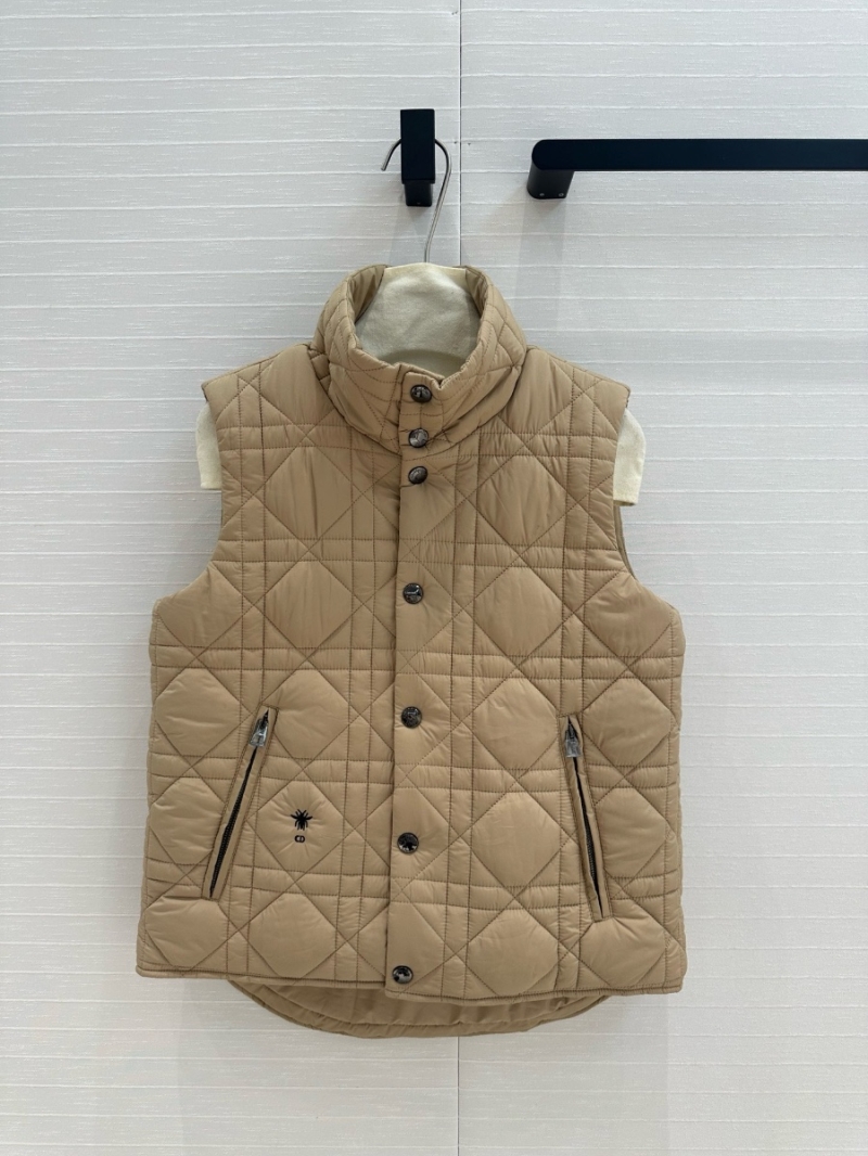 Dior Lady Quilted Pattern Padded Vest Beige