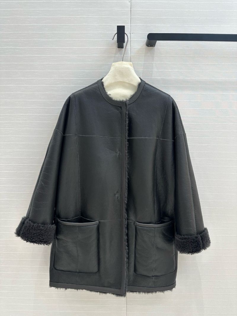 MaxMara Atelier Shearling Coat Black