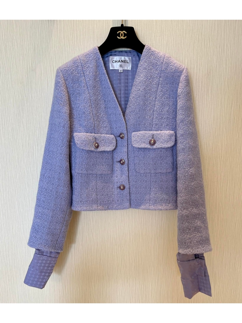 Chanel Lilac Tweed Jacket - Elegant, Tailored, and Luxuriously Detailed
