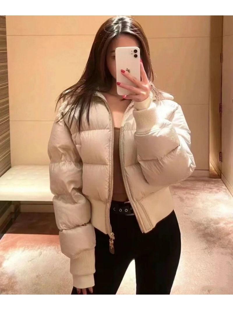 Louis Vuitton LV Cropped Down Jacket with High-Waist Design. White